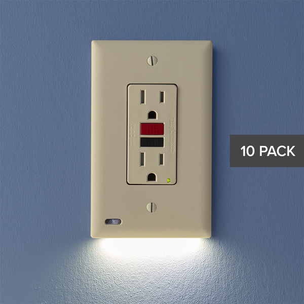 Double outlet with blue integrated switch