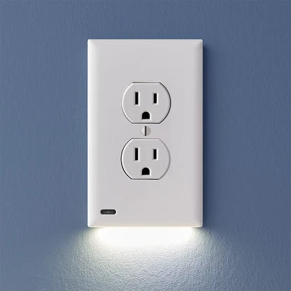 A SnapPower GuideLight with LEDs built into the bottom of the cover plate